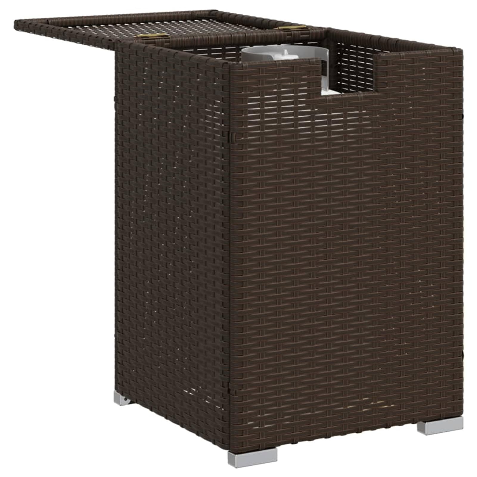 Mesa Cubierta Para Bombona De Gas De Ratán Beige, 40x40x60 Cm, Con Tapa Abatible Y Estructura De Acero, Para Exteriores