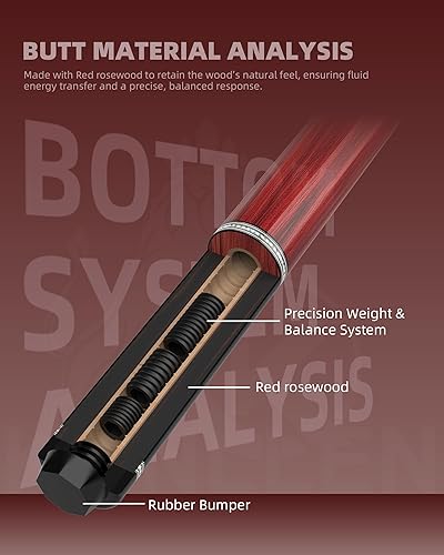 Miniatura 7 de KONLLEN Taco de piscina de fibra de carbono 2.0 con cono profesional | Palo de billar con incrustaciones hechas a mano de baja desviación | Eje
