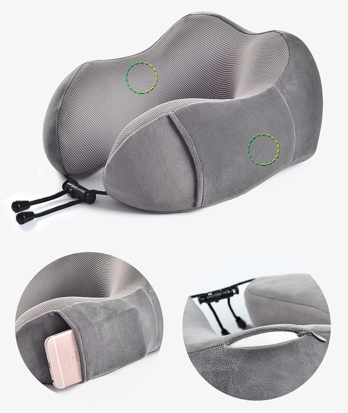 Nackenkissen Auto Nackenkissen Reise Memory Foam Reise-Nackenkissen Reisekissen Kissen Unterstützung Für Flugzeug Schlafen Travel Essentials(Grey)