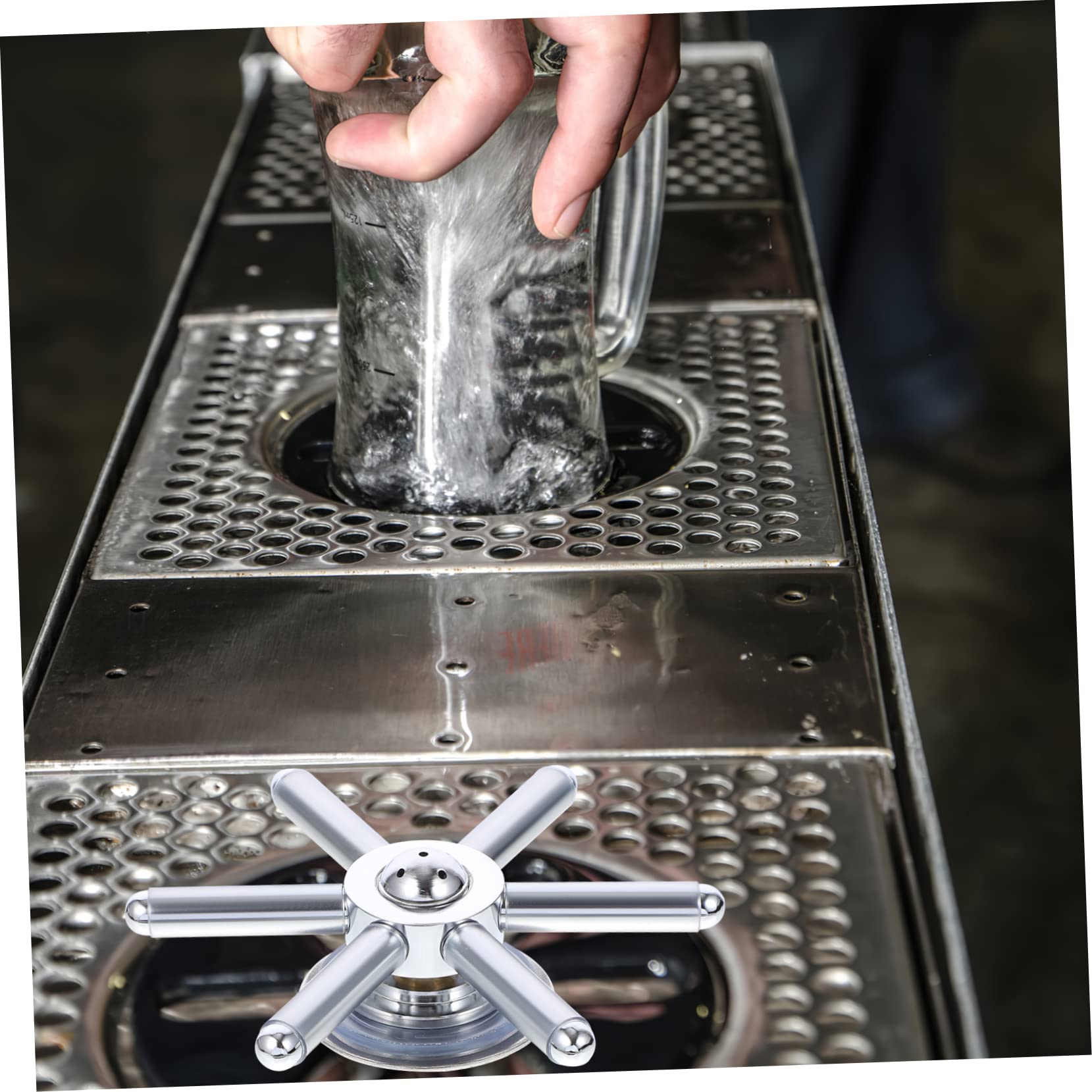 Risciacquatore Automatico per Bicchieri da Bar in Acciaio Inox | Argento, Alta Pressione, Pulizia Rapida di Tazze e Flaconi, Adatto alla Maggior Parte dei Recipienti
