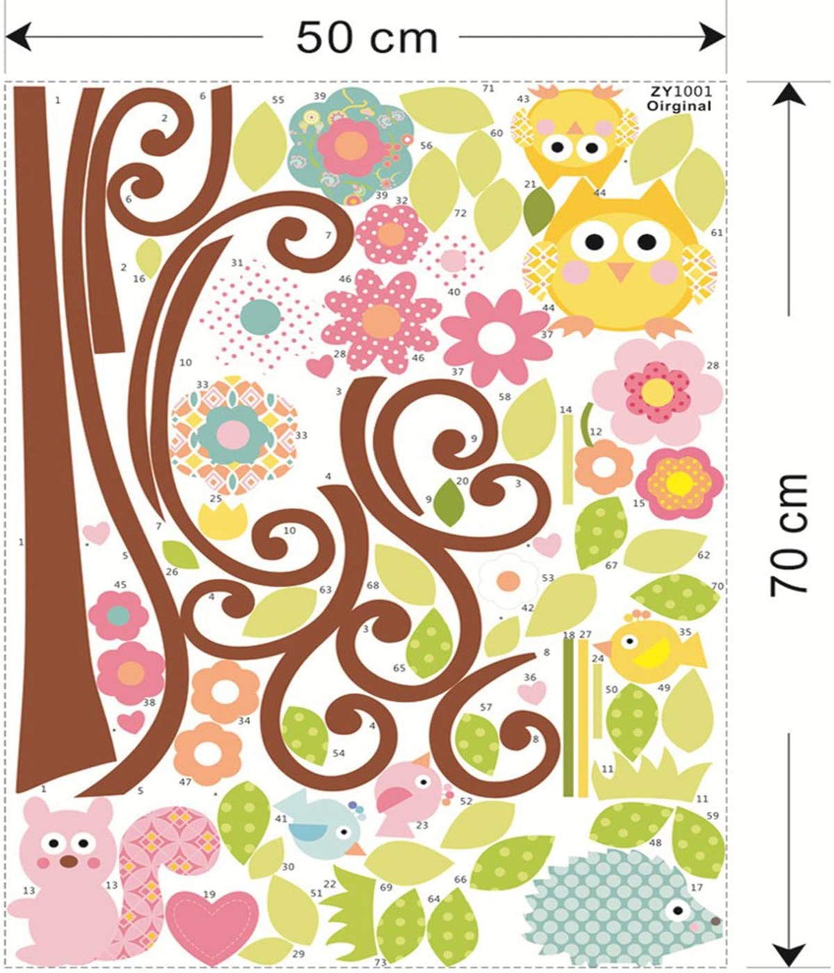 Wall Sticker Owls and Natural Paradise Staying on a Tree, Multicoloured - Image 3
