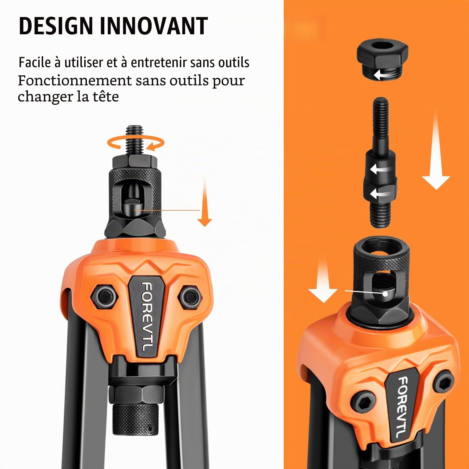 Pince a Insert Fileté, Assortiment de 98 écrous à Rivets Dans une Boîte Solide, Pince a Insert avec 5 Mandrins M5 M6 M8 M10 M12, Pince a Sertir Ecrou avec étui de Transport
