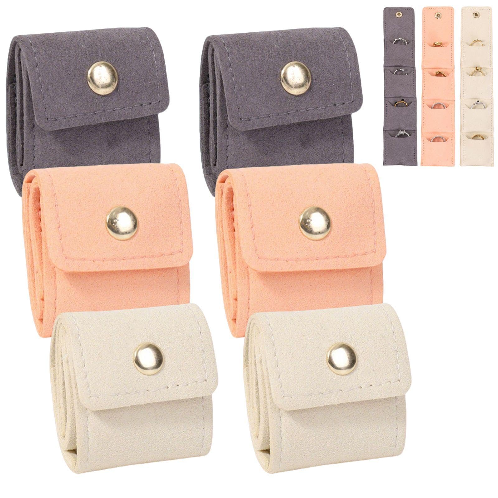 FFDHWU 6-Piece Foldable Jewelry Bag, Portable Storage Bag, Multi-Layer Separation, Scratch-Proof And Dust-Proof, Travel Supplies.