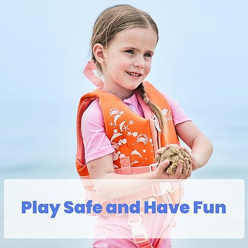 Vista 21 de Gogokids Chaqueta salvavidas para niños y niñas, traje de baño flotante