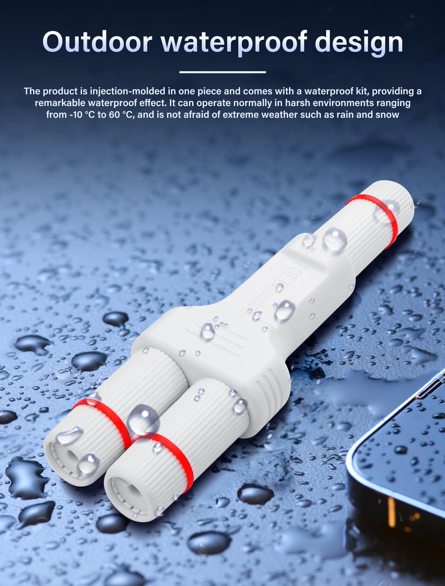 SinLoon Extensor PoE impermeable IP67 divisor POE 1 en 2 salidas, extensión de 100 m, 10/100 Mbps Ethernet al aire libre, repetidor PoE para cámara IP, Plug and Play