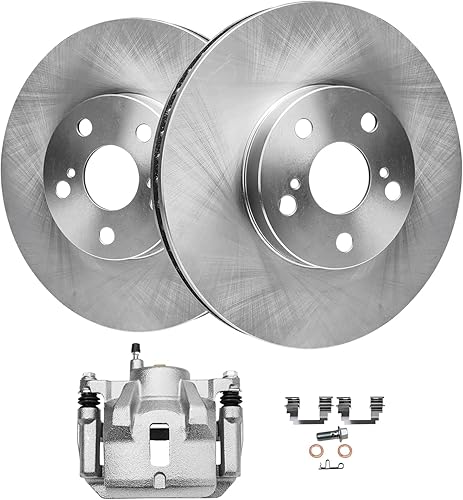 Miniatura 412 de Detroit Axle - Rotores de disco delantero de 10.827 in + pinza de freno lateral del pasajero de repuesto para Toyota RAV4 Prius V Lexus HS250H Scion