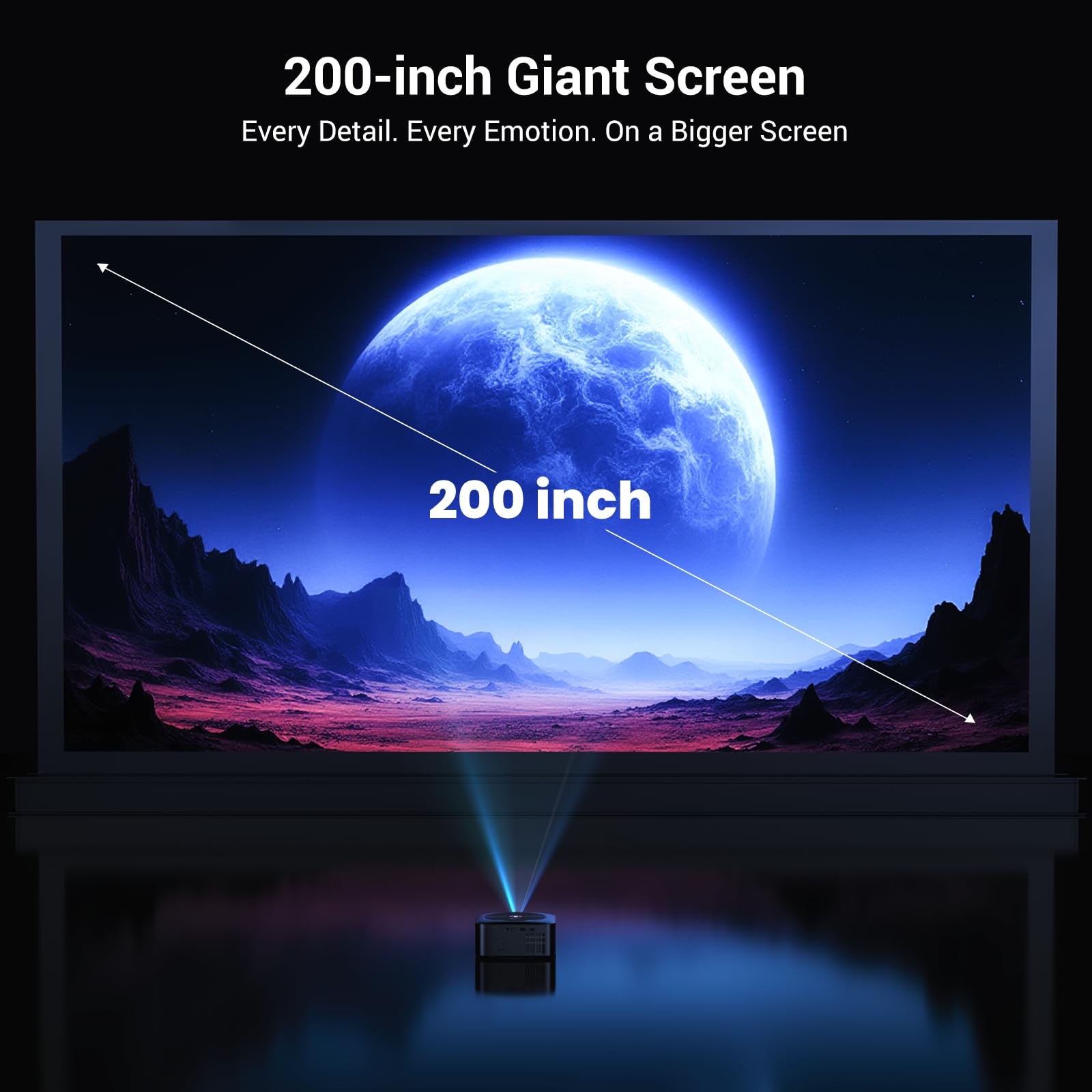1500 ANSI Official Licensed Google TV Smart Projector, HAPPRUN 4K Full HD Home Theater with Auto Focus, Dolby Sound, Wi-Fi Bluetooth, Built-in Apps, Compatible with Phone & PC, Indoor & Outdoor Use