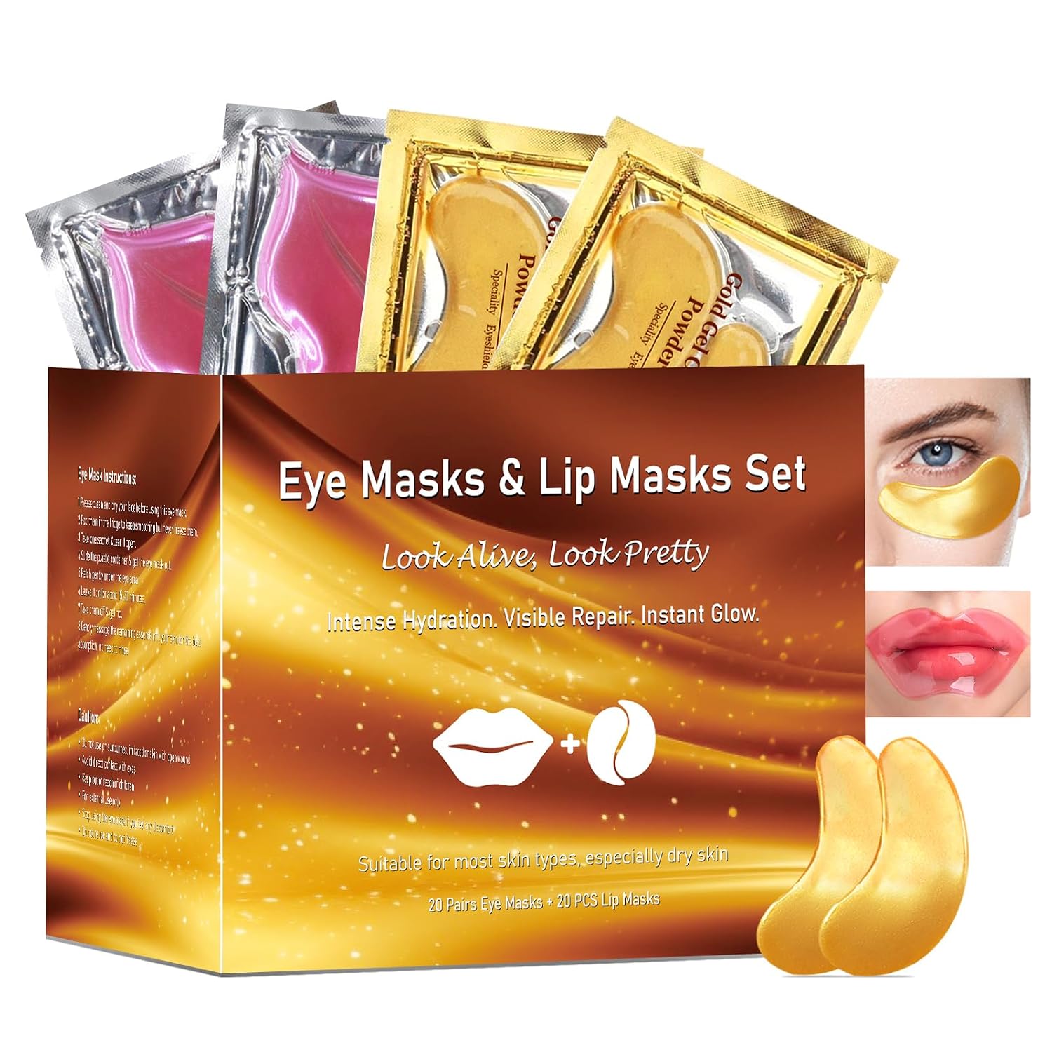 Adofect Eye Masks & Lip Masks for Puffy Eyes