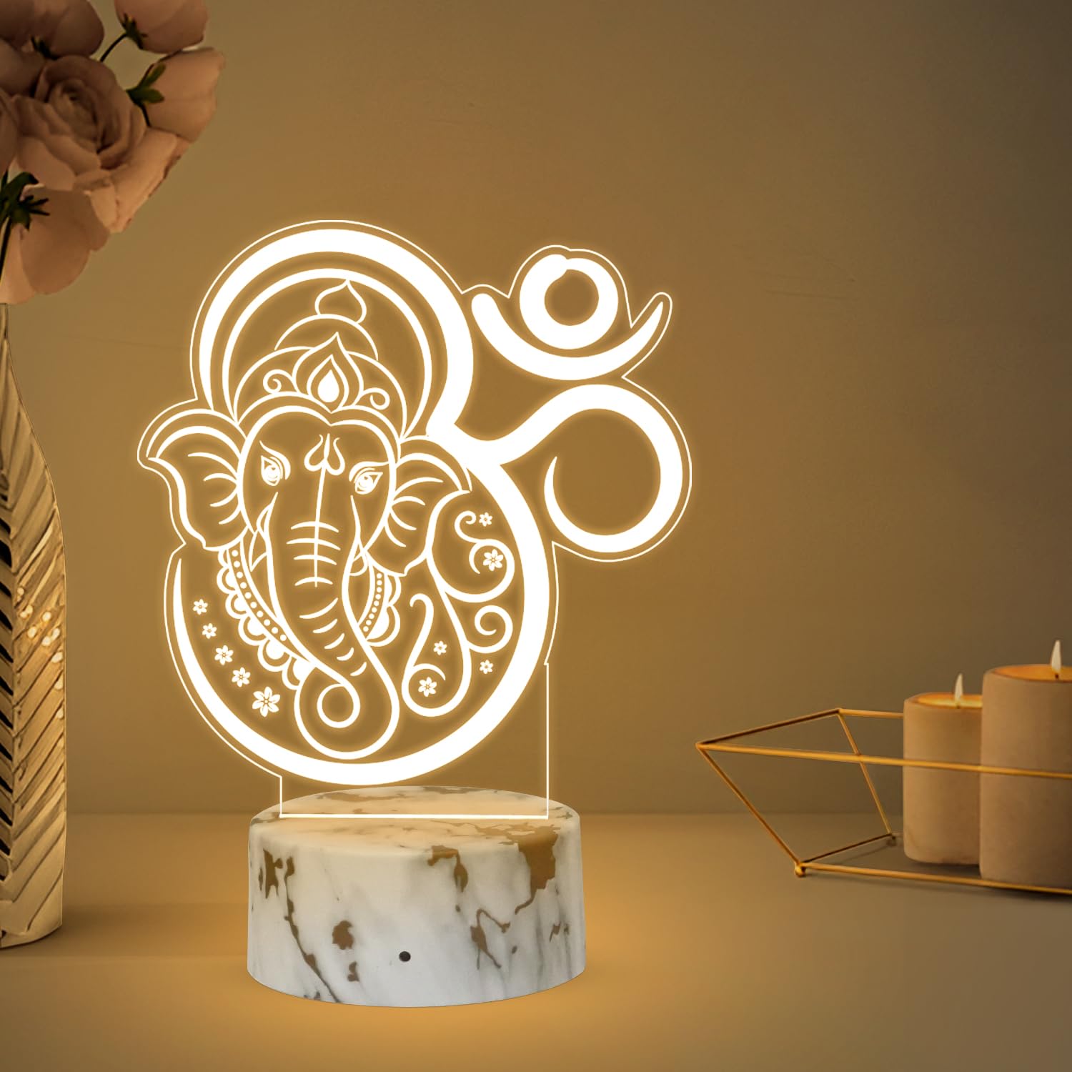 Gift Me Bazar Lord Ganesha Led Desk Table Lamp with Warm White Light & USB Powered | Lamp for Living Room Bedroom | Desk Lamp | Gift for Housewarming & Birthday-image-20