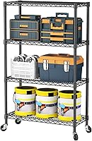 Vista 1 de SINGAYE Estante de almacenamiento ajustable de 4 niveles con ruedas, estantería resistente, estantes de alambre para garaje, oficina, despensa