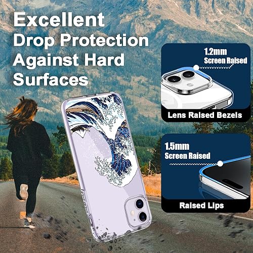 Miniatura 2 de Funda diseñada para iPhone 11, diseño de ondas japonesas de mar océano, diseño transparente, TPU suave y flexible, ultrafina, a prueba de golpes,