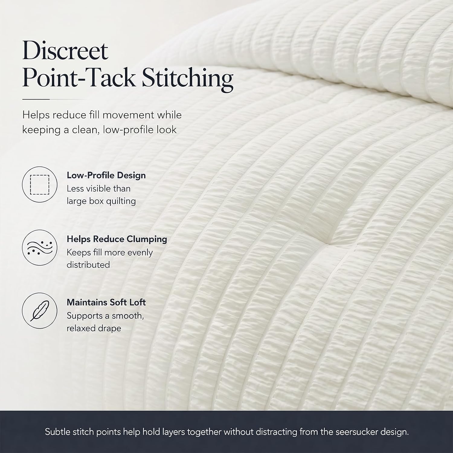 CozyLux Queen Comforter Set, 7 Pieces Ivory Seersucker Bed in a Bag