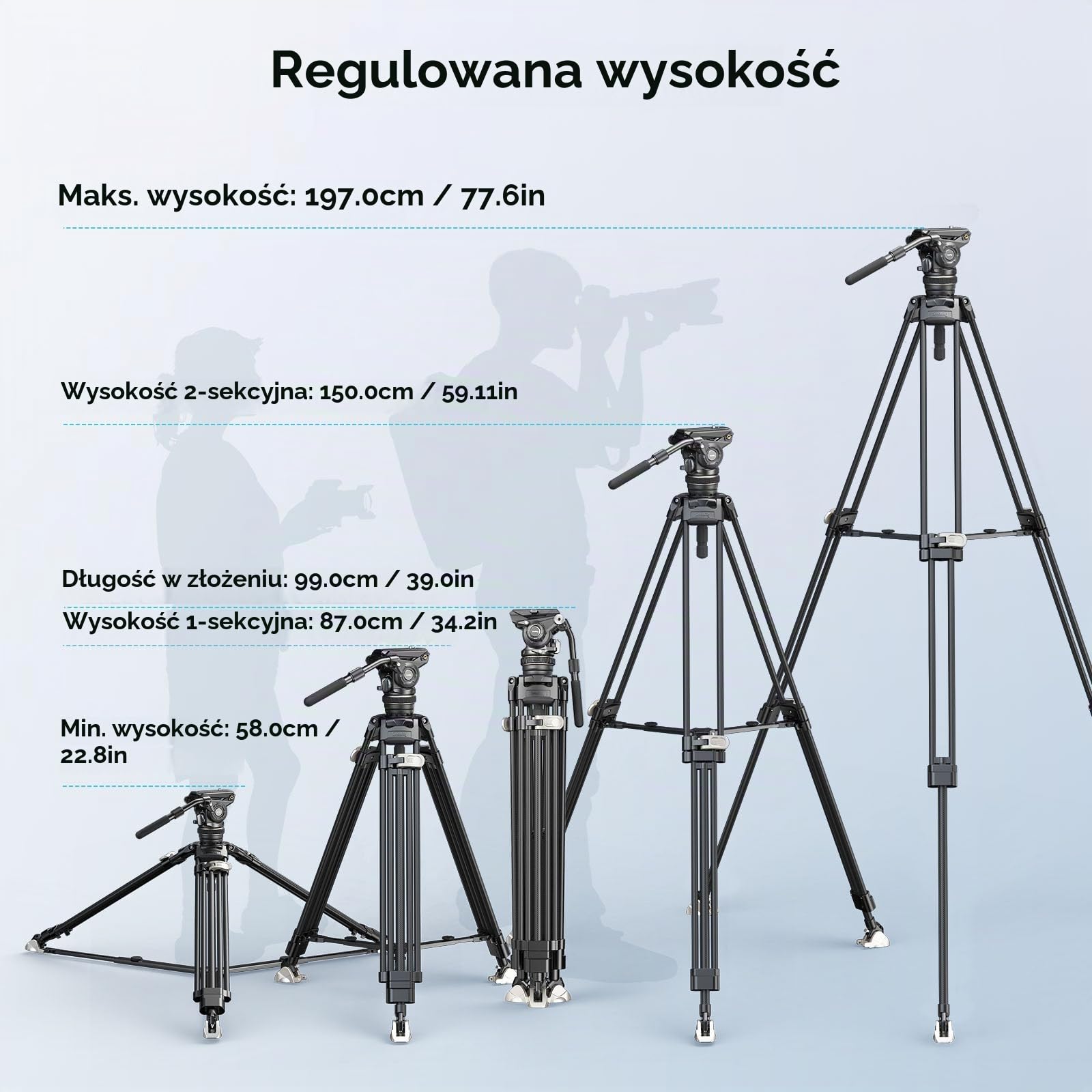 SMALLRIG AD-120 FreeBlazer Counterbalance Carbon Fiber Video Tripod Kit, 77-calowy statyw wideo z 6-stopniową przeciwwagą, bezstopniowa regulacja tłumienia podczas obrotu/pochylenia - 4463