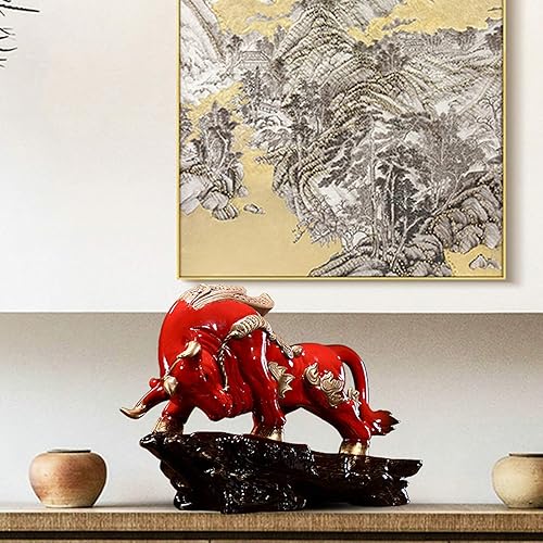 Miniatura 4 de NYKK Feng chino Shui Estatua Escultura Creativa Lucky Feng Buffalo Muebles Animales Próspero Dios de la Riqueza Toro Mascota Alcista Accesorios