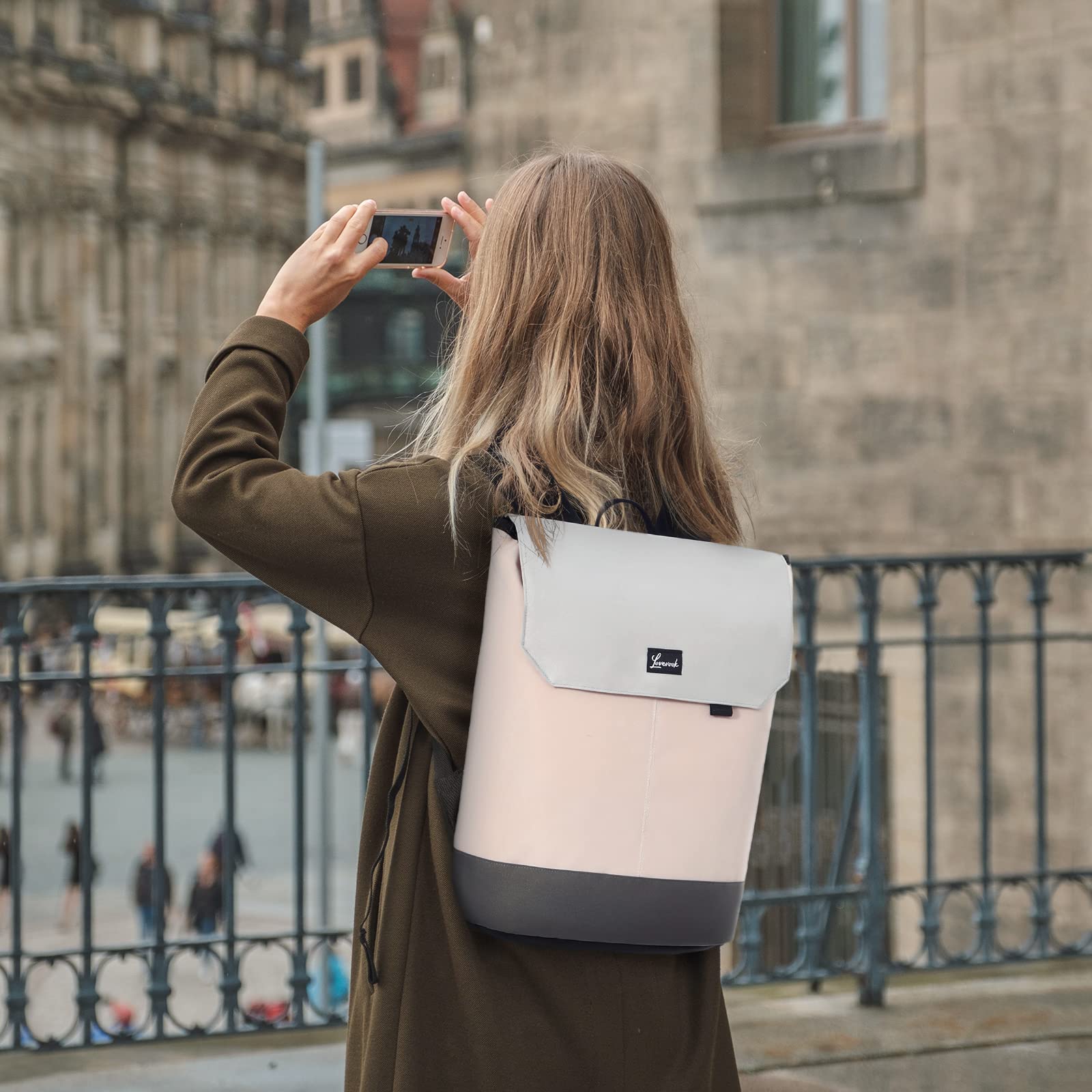 LOVEVOOK Zaino Porta PC Donna, 15,6 Pollici Impermeabile Zaino Antifurto per Computer portatile con Porta USB per Università, Viaggi, Lavoro, Scuola, Ufficio-Rosa