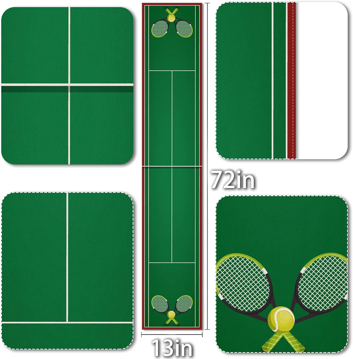 Vohado Tennis Court Table Runner for Tennis Themed Birthday Party Decoration Dining Room Kitchen Home Decor (13" x 72")