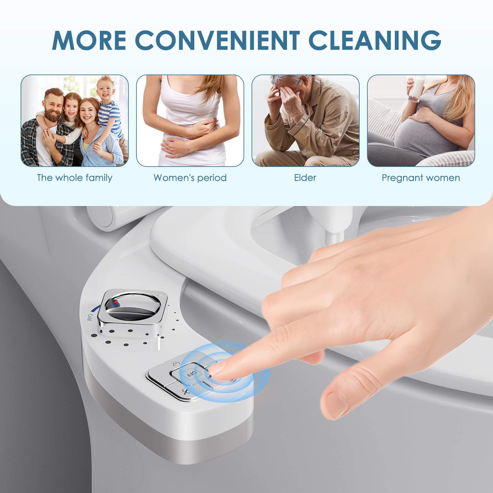 Bidet Portátil para WC No Eléctrico Doble Boquilla Retráctil Presión de Agua Ajustable