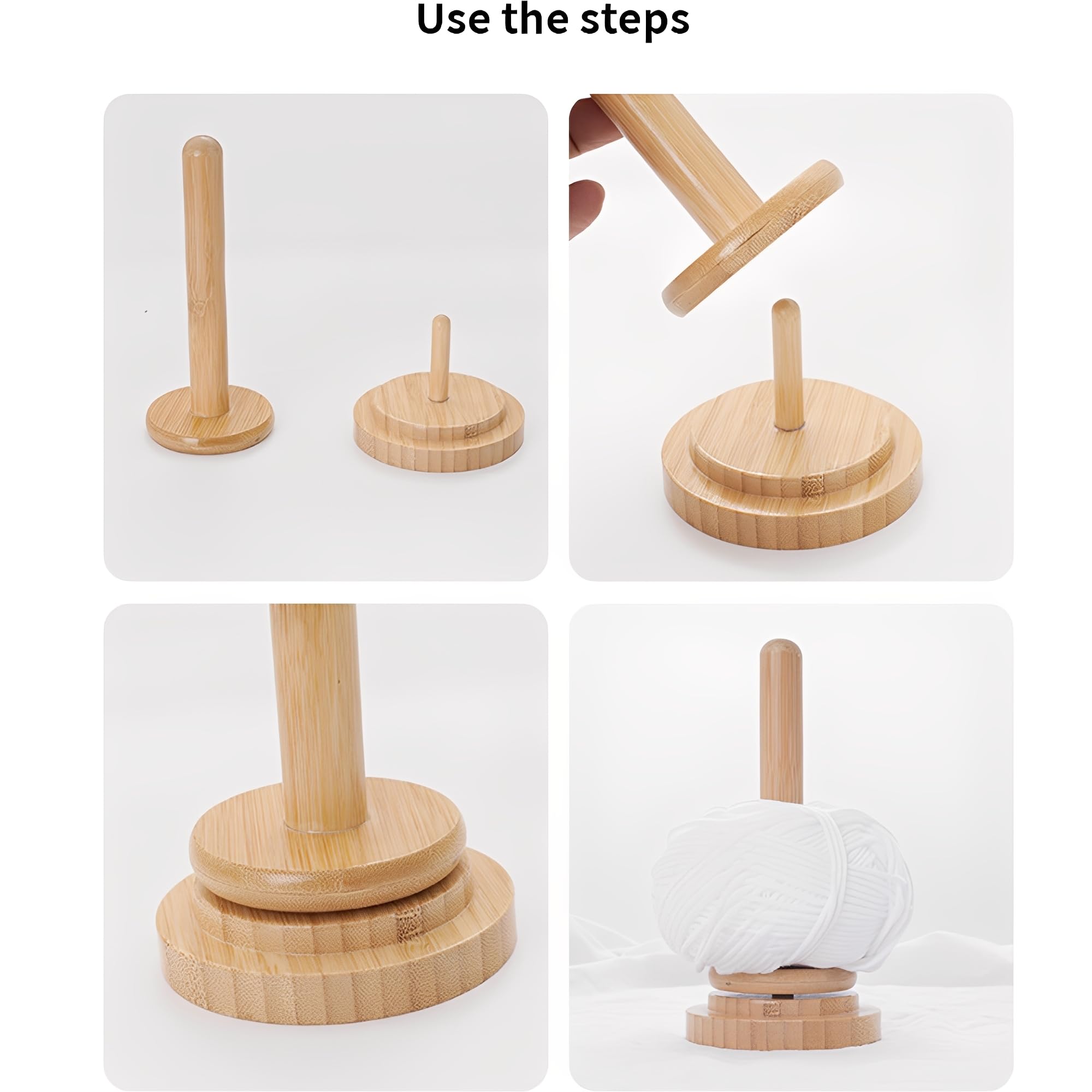 SUQ 2PCS Drewniane wełna rozwijacze, uchwytnik przędzy wełna okrągła wełna winder obrotowy uchwytnik wełny uchwytnik kulkowy dla entuzjastów szycia DIY, dozownik przędzy do dzielania i dziania