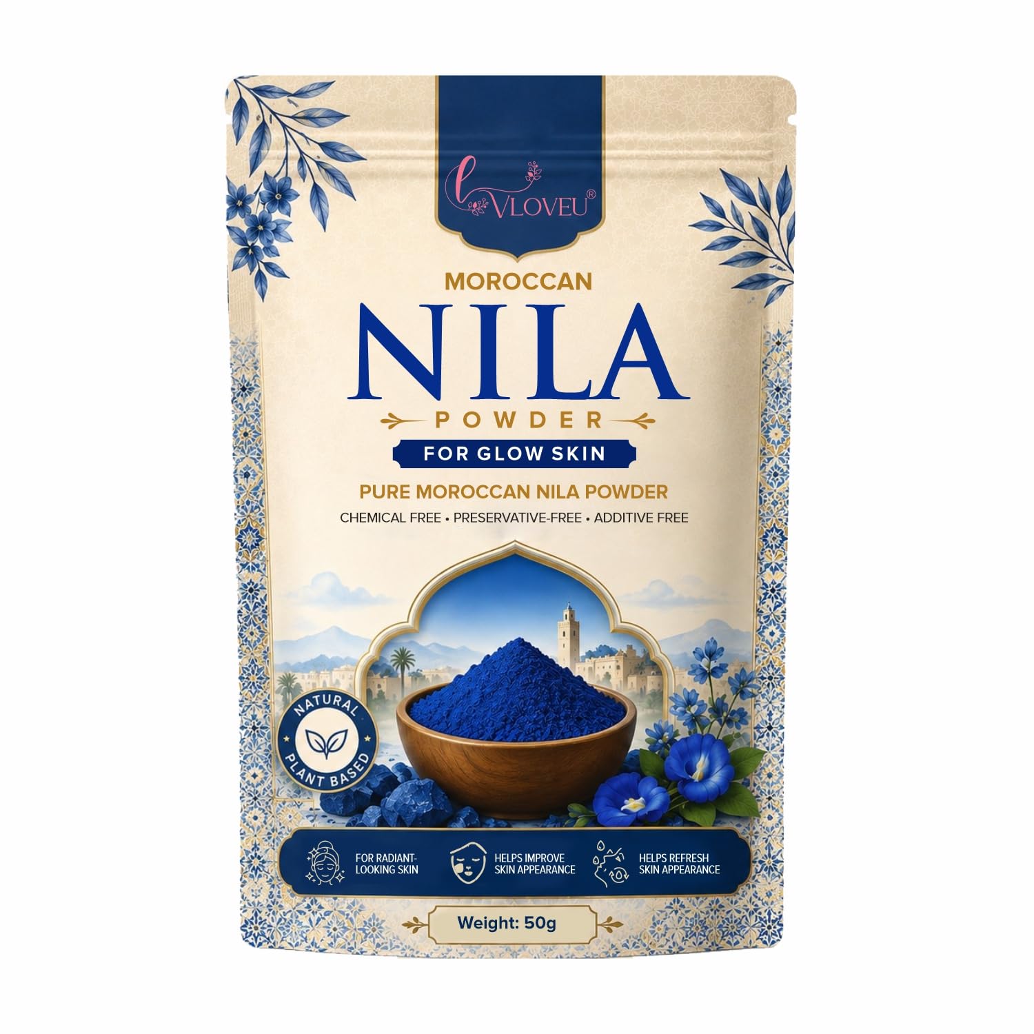 VLOVEU Moroccan Nila Powder For Face - 50 g, Pack of 1 | Nila Powder Morocco | Tan Removal Face Pack Powder For Women | De Tan Mask Beauty Ritual Home Care-image-26