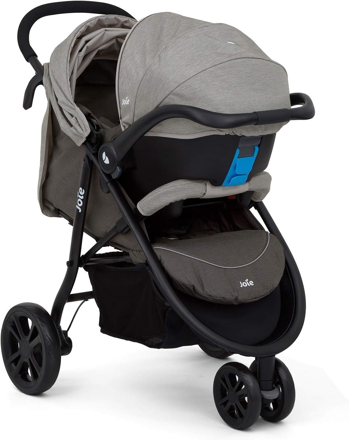 Joie Litetrax 3 Travel System Stroller with infant car seat attached