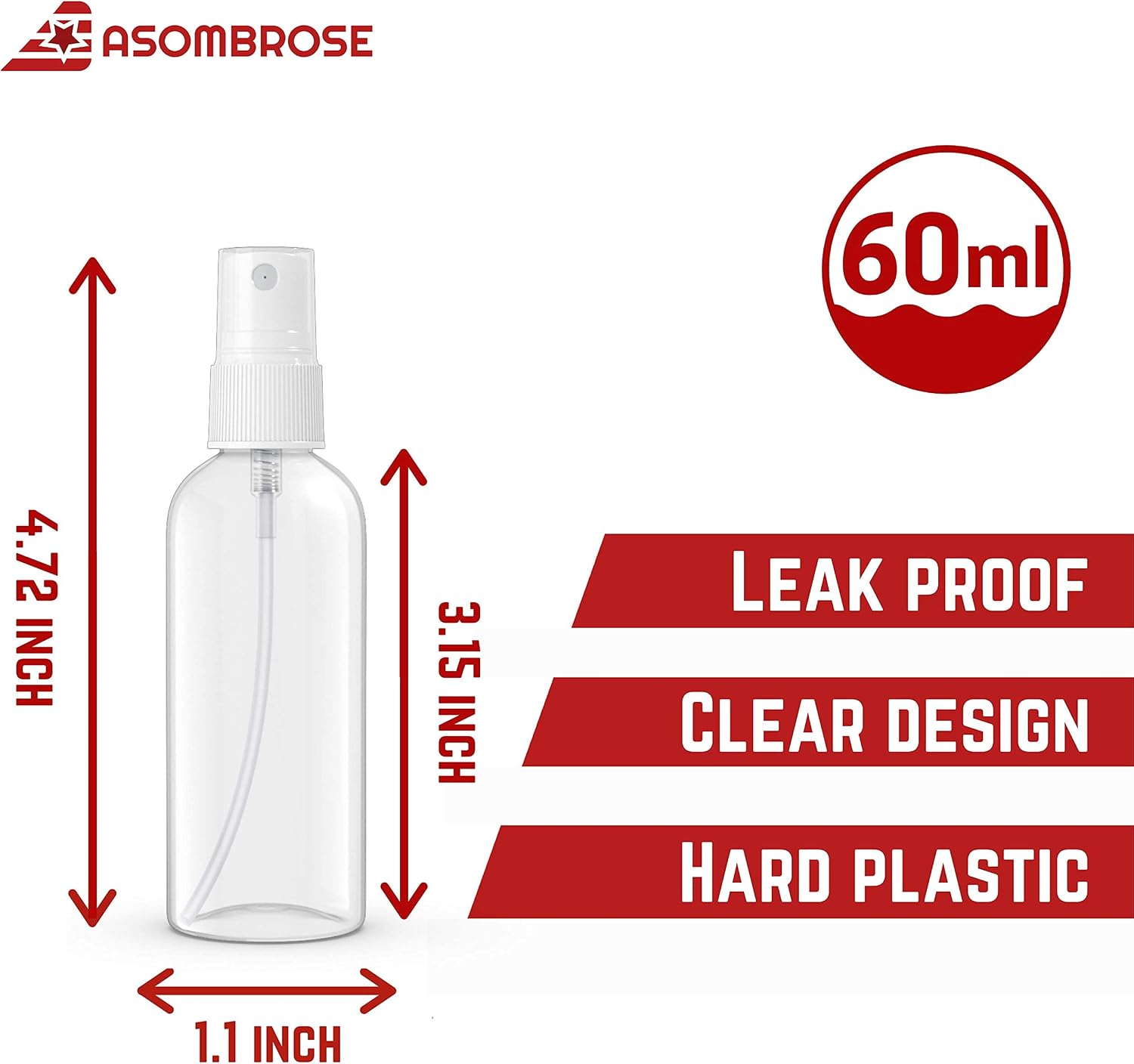 Small Spray Bottles, 2oz/60ml Clear Empty Fine Mist Travel Size Mini Bottle Set, Pump Spray Cap Refillable Reusable Liquid Containers For Essential Oils, Hair Sprayer (4 Pack)