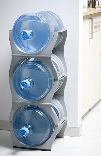 Miniatura 5 de Estante apilable para almacenamiento de botellas de agua, organizador de 5 galones, soporte para jarra para gabinete de cocina y organización de