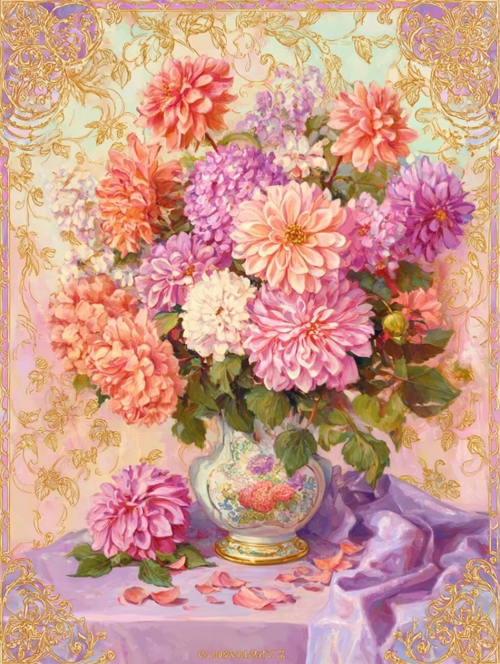 Henypt Cross Stitch Kit Anime Flowers DIY Needlepoint Set for Adults Beginners with Accessories Handmade DIY/Gifts 14CT 60x80cm