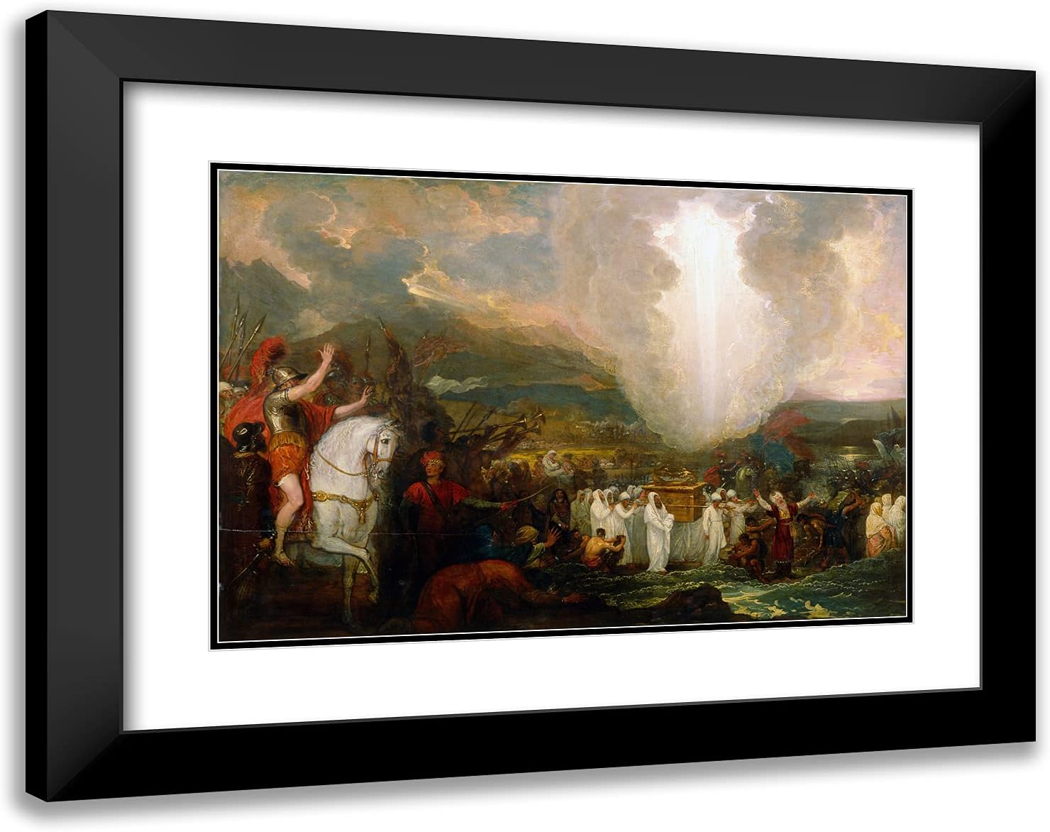 ArtDirect West, Benjamin 24x19 Gold Ornate Framed Art Print with Double Matting Titled: Joshua Passing The River Jordan with The Ark of The Covenant