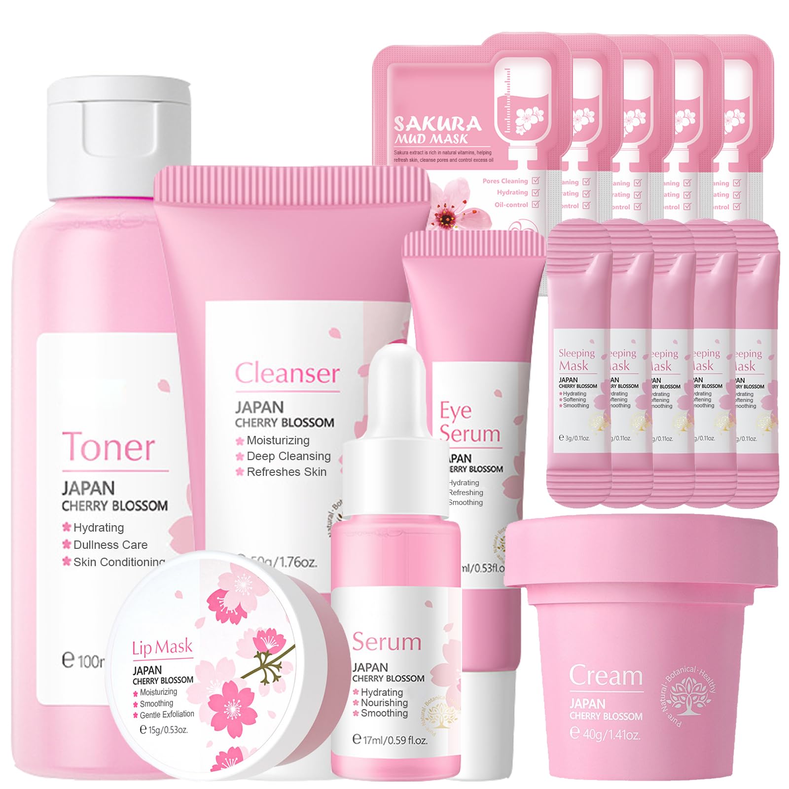 SAKURA スキンケアセット Amazon.com: Sakura Face Care Set for Women, 17Pcs Moisturizing