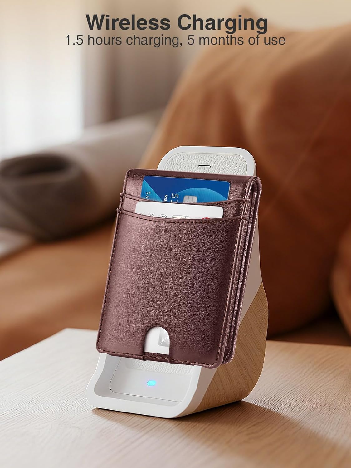 Miroddi Premium Leather Mens Wallet, Works with Apple Find My, RFID Blocking Smart Wallet for Men, Holds up to 10 Cards, Slim Bifold Credit Card Holder with Cash Slot, Wireless Rechargeable, Brown - Image 6