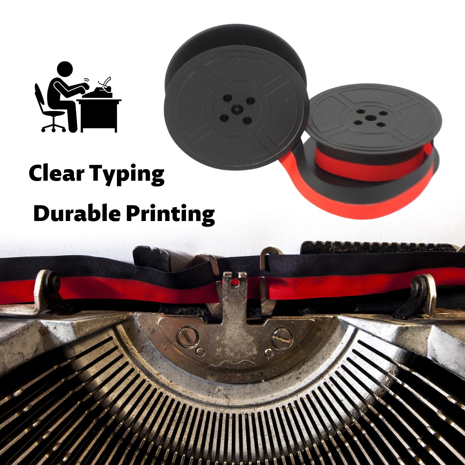AUCANNIO 2 Pairs Universal Typewriter Ribbon, 1/2 Inch Wide Black and ...