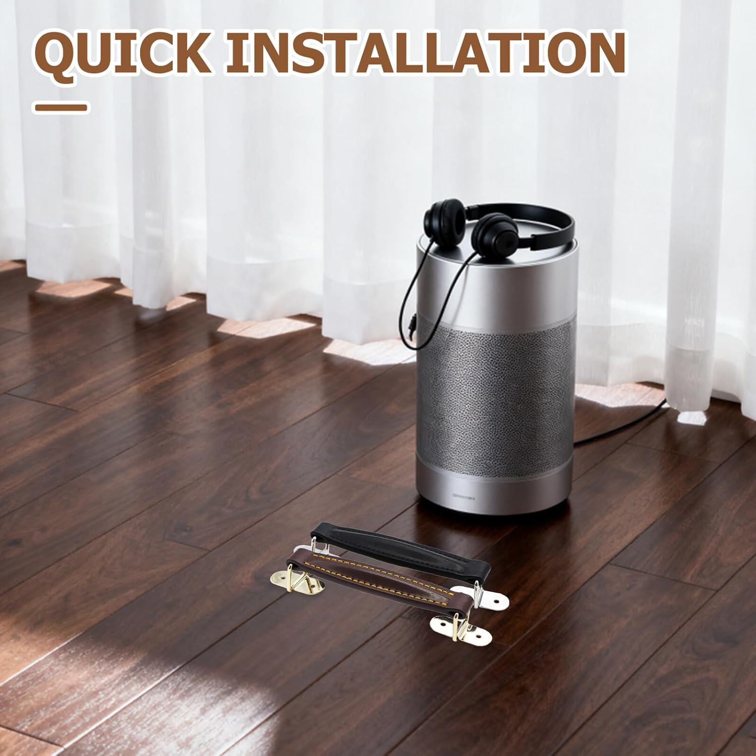 Alipis 2 Sets Heavy Duty Pu Speaker Handles with Metal Buckles for Guitar Amplifier and Speaker Cabinet Replacement, Black and Coffee Color, Sturdy Strap for Amp Cases and Box Hardware