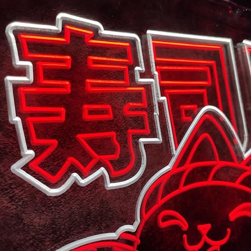 Miniatura 7 de MiMaik SuShi - Letrero de luz LED de neón para decoración de pared, decoración de restaurante de sushi retro japonés, decoración de dibujos