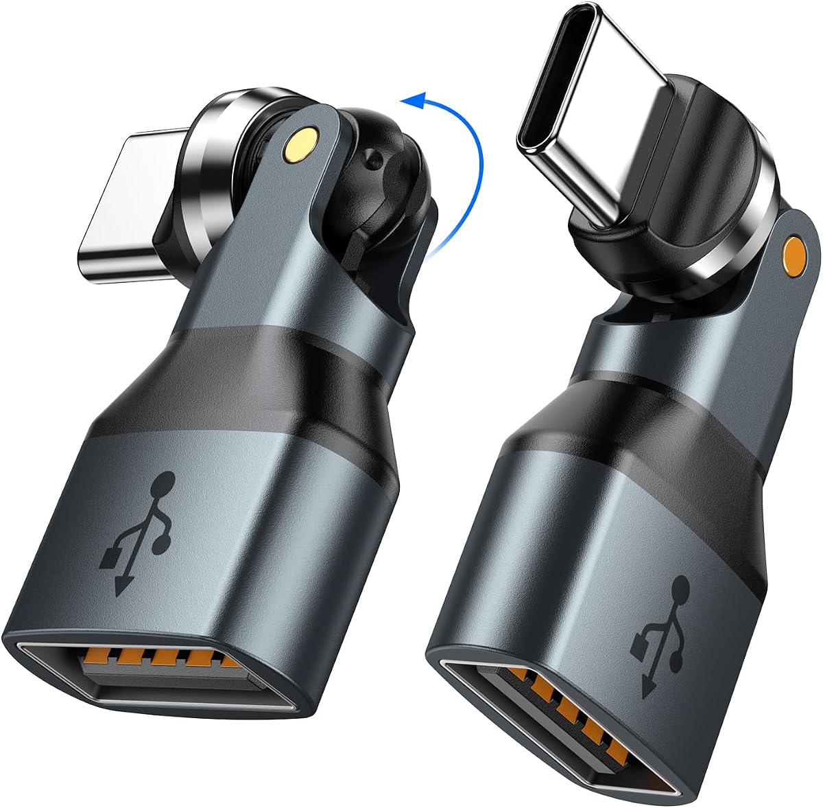 USB C Adapter [2-Pack], PD 240W USB C 90 Degree Adapter with LED Digital Display (USB Type A)