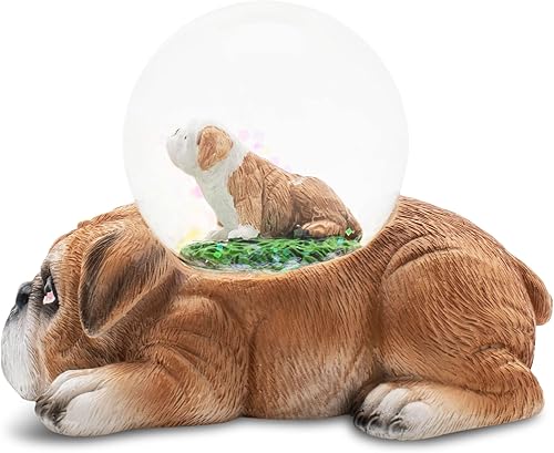 Miniatura 3 de Elanze Designs Figura de globo de nieve con purpurina para madre y bebé de Bulldog inglés de 1.772 in