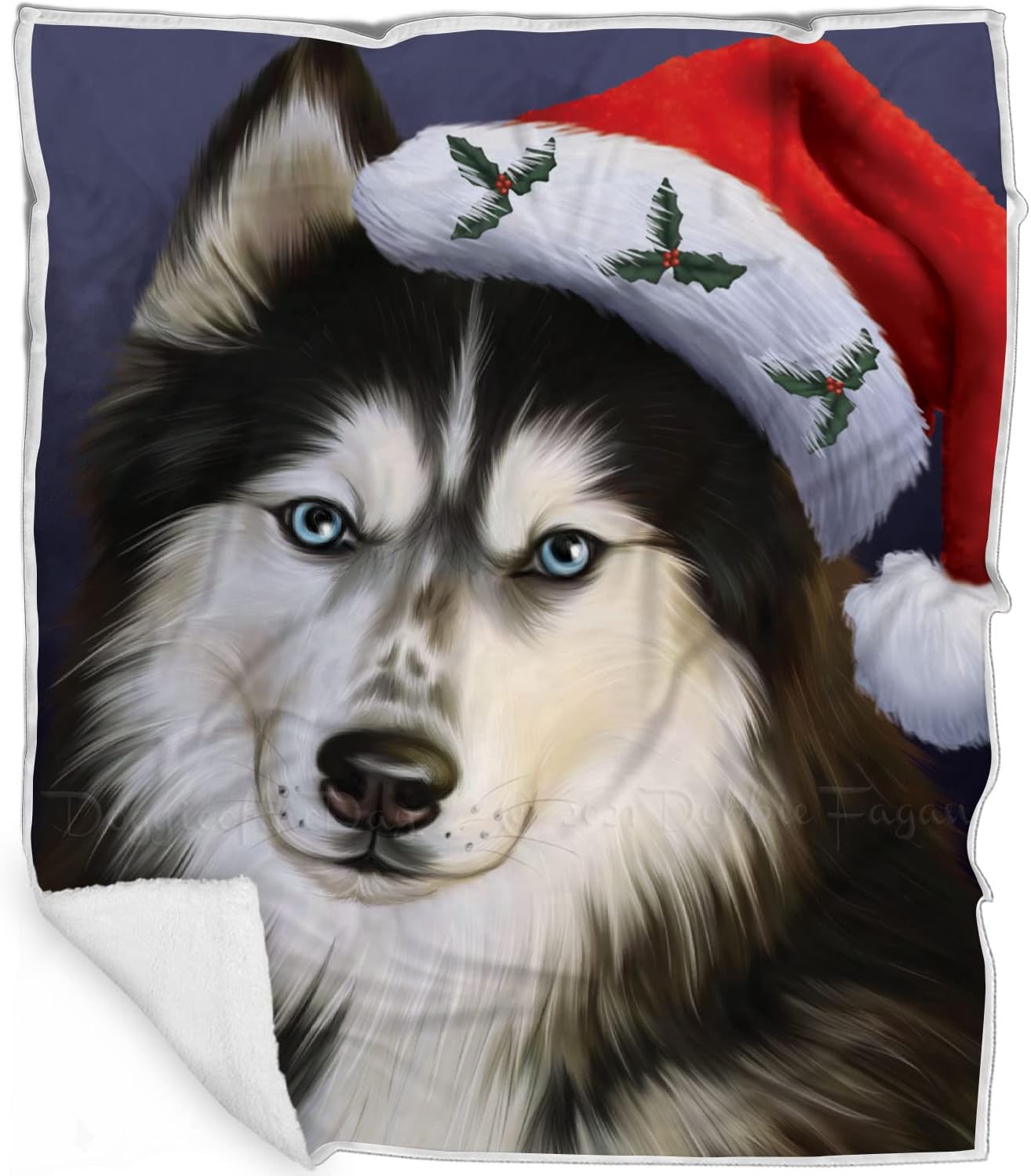 husky with santa hat
