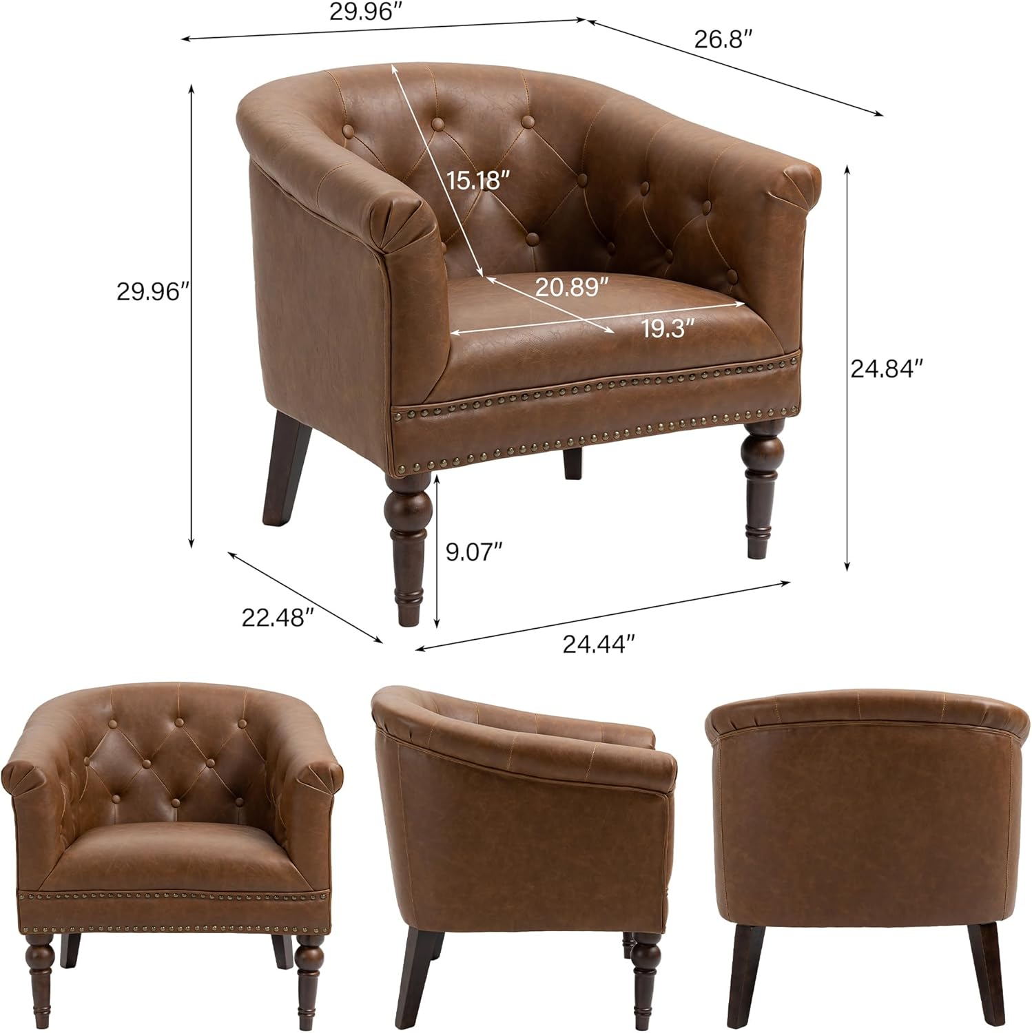 Diagram showing the dimensions of the DREAMSIDEA Accent Chair.