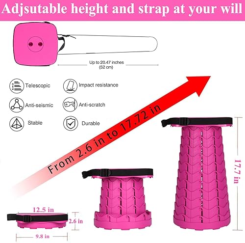 Miniatura 2 de Fishboy - Taburete plegable cuadrado para adultos, ligero y resistente, peso máximo de 1000 libras, portátil, retráctil, para actividades al aire