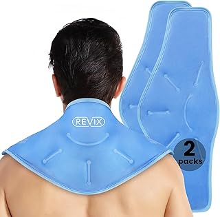 REVIX Neck Ice Packs Reusable Gel Cold Packs for Neck and Shoulders Discomfort, Promoting Flexibility and Mobility, Hot & Cold Compress for Cervical Post-Workout, Ease Tiredness, 2 Wraps