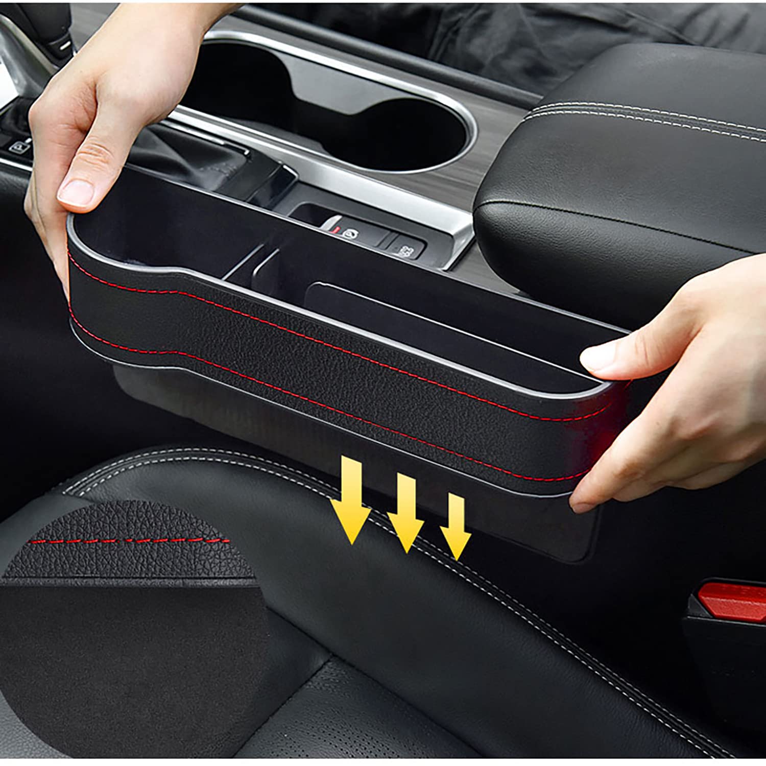 Midj Organizer do fotelika samochodowego do Cu-Pra Ateki/Born/Formentor/Leon/TCR/E-TCR, PU Leather Car Organizer do przestrzeni siedzenia | Akcesoria wewnętrzne, czarny prawy