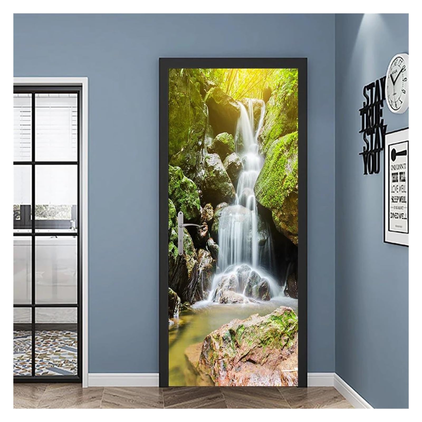 Stickers muraux cascade de forêt pour une ambiance zen dans le salon