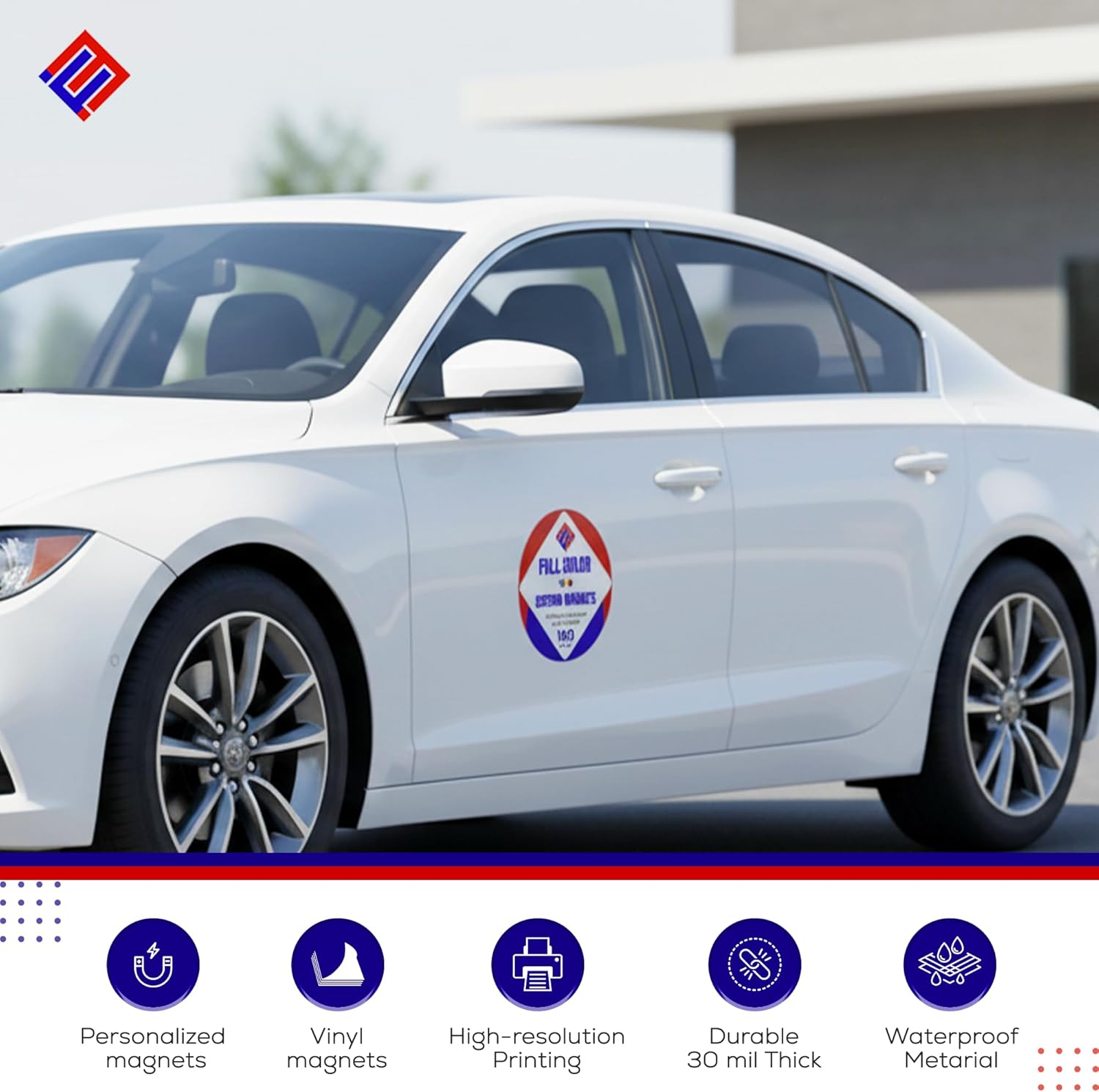 Customizable Magnetic Decals Pack – Oval & Round Car Magnets, Personalized Vinyl Magnets for Vehicles, Home, Office, Gifts, Advertising, Souvenirs – Upload Image, Add Text - 6" Round, Pack of 5