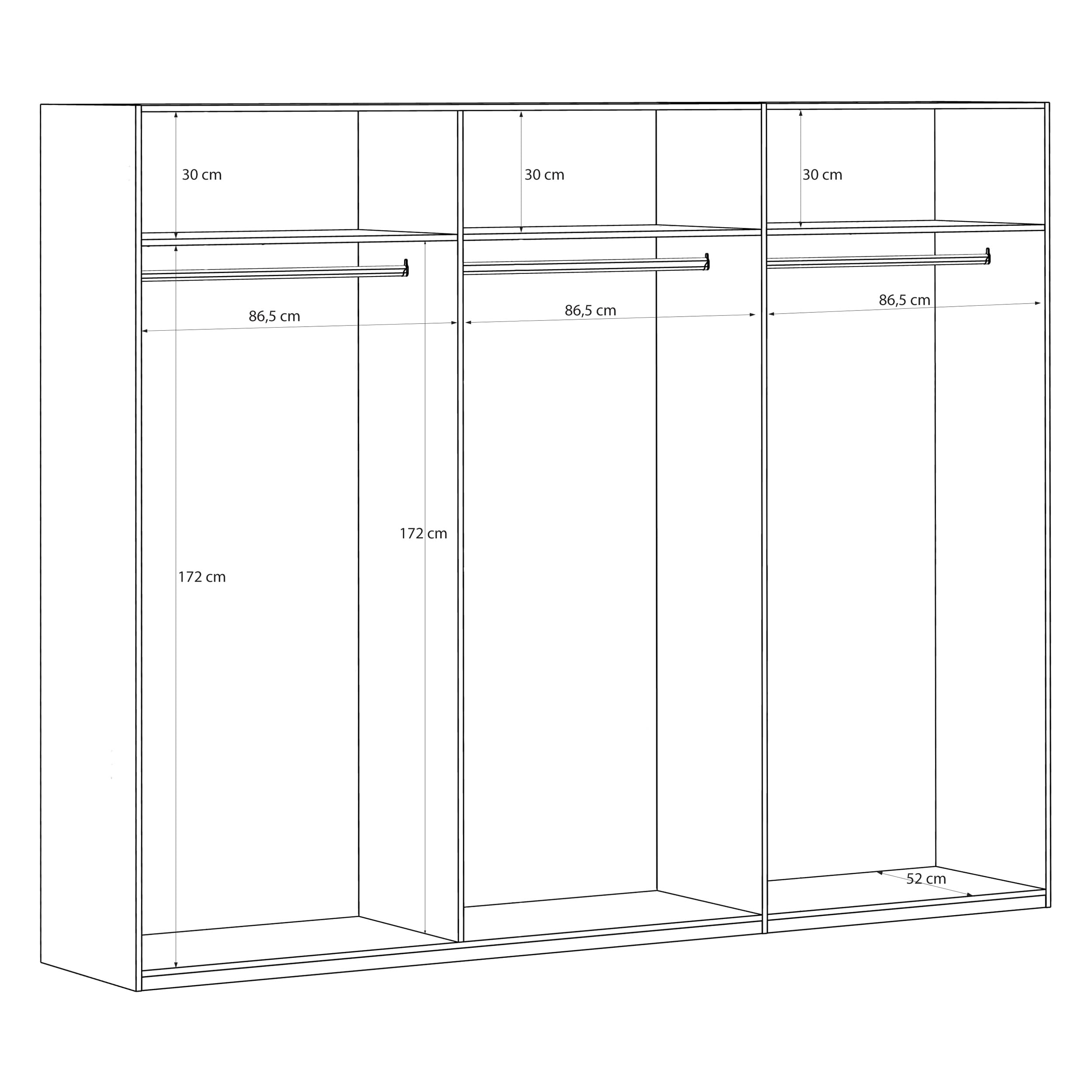 Forte EDWAL Kleiderschrank 280, moderner Kleiderschrank mit abgerundeten Griffmulden, 6-türig, Holzwerkstoff, Kaschmir|Beige Holzdekor, 266,1 cm breit x 210,5 cm hoch x 54,2 cm tief