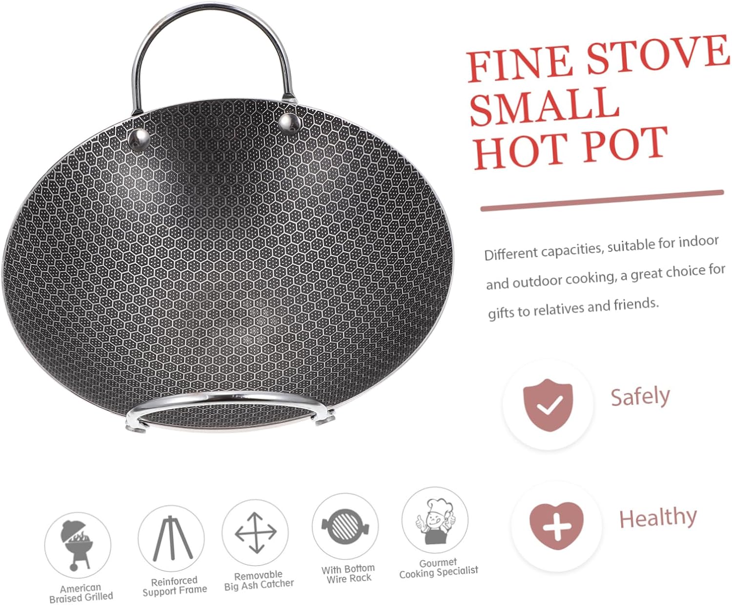 Unomor Portable Stainless Steel Pot for Camping Cooking Skillets Outdoor Cooking Pots