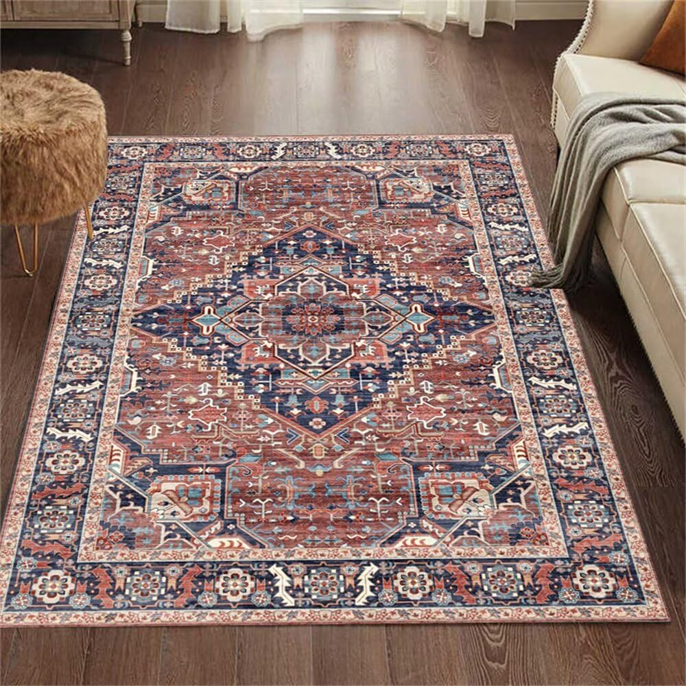 Moquette intérieure salon bleu 200x250cm grand tapis doux chambre style rétro