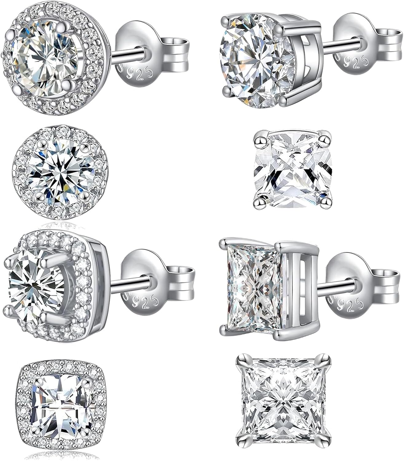 4Pairs Mens Earrings Stud Earrings, Hypoallergenic Halo