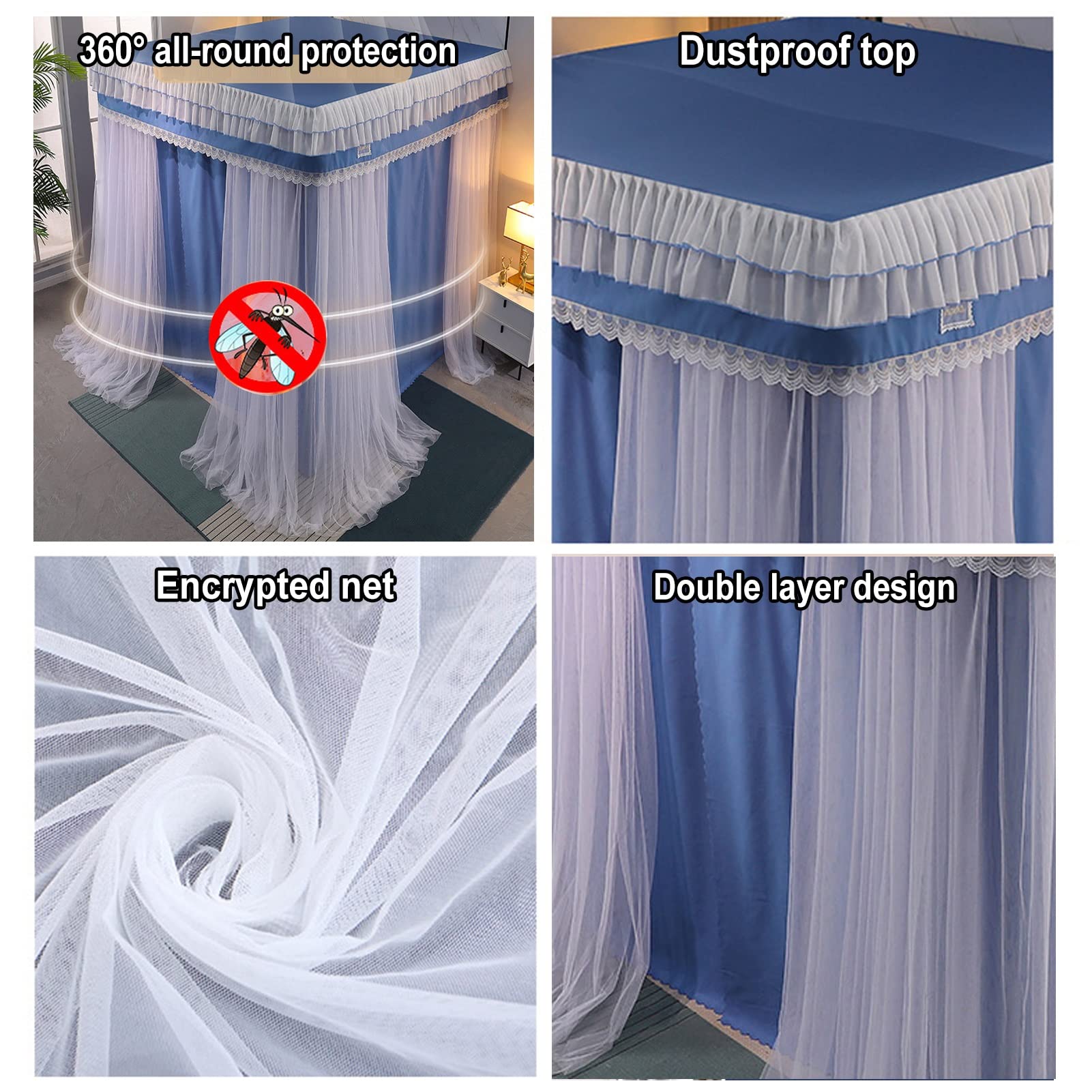 Doseles para Camas Toldo De Cama De Lujo, Cortina De Cama Decorativa For Dormitorio De Princesa De Niña For Cama Doble Individual De 1,5 M/1,8 M/2 M, Fácil De Instalar