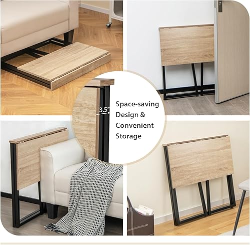 Miniatura 6 de Tangkula Escritorio plegable para computadora, escritorio plegable de hoja caída de 31 pulgadas, escritorio de estudio para espacio pequeño,