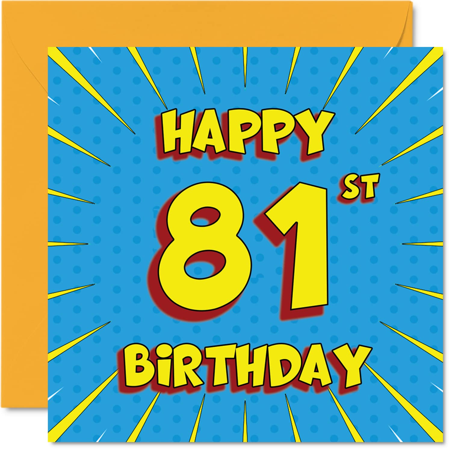 Fun 81st Birthday Cards for Men Woman - Comic Book - Happy Birthday Card for Grandpa Grandma Nanny Dad Mum Great Grandad Auntie Uncle Gran, 145mm Greeting Cards, 81st Card