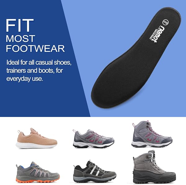 riemot Solette in Memory Foam, Solette Scarpe Assorbimento degli Urti per Uomo Donna, Sport Inserti per Stivali da Lavoro e Scarpe da Passeggio, Suole Scarpe Traspiranti ad Assorbi Umidità - 4